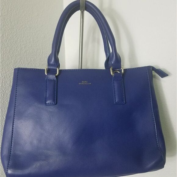 DUDU Handbags - DUDU Original Collection Double Top Handle Leather Satchel Bag in Cobalt Blue.